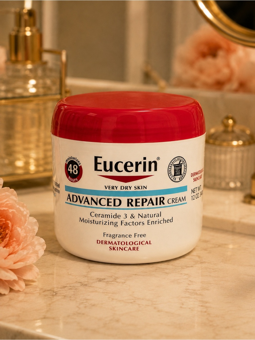 Eucerin Advanced Repair Cream Very Dry Skin 12 oz Fragrance Free NEW